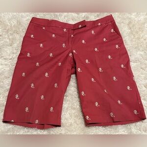 Talbots Women’s Size 8 Stylish Red With Seahorses Shorts EUC